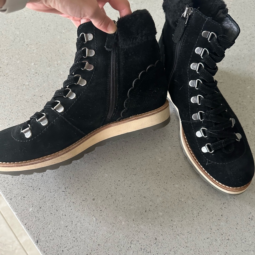 Kate Spade Black Ankle Boots with Lace-Up Design